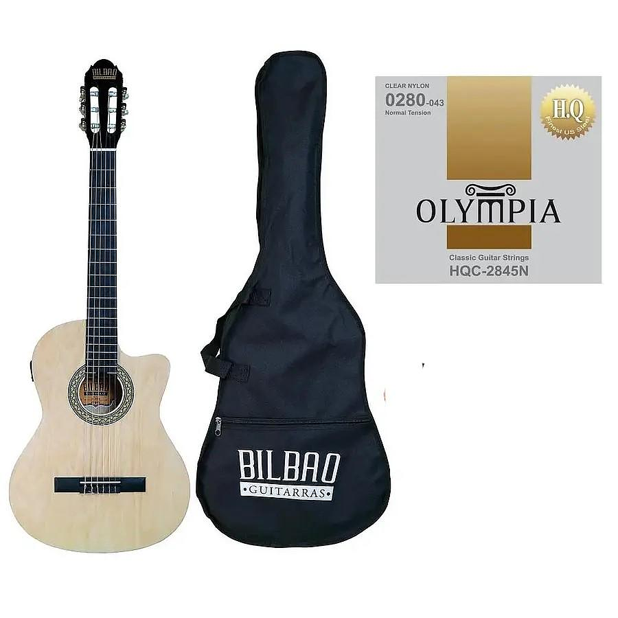 Pack Guitarra Acústica Bilbao Bil-600ce-nt + Set de cuerdas Guitarra Clásica Olympia HCQ-2845H
