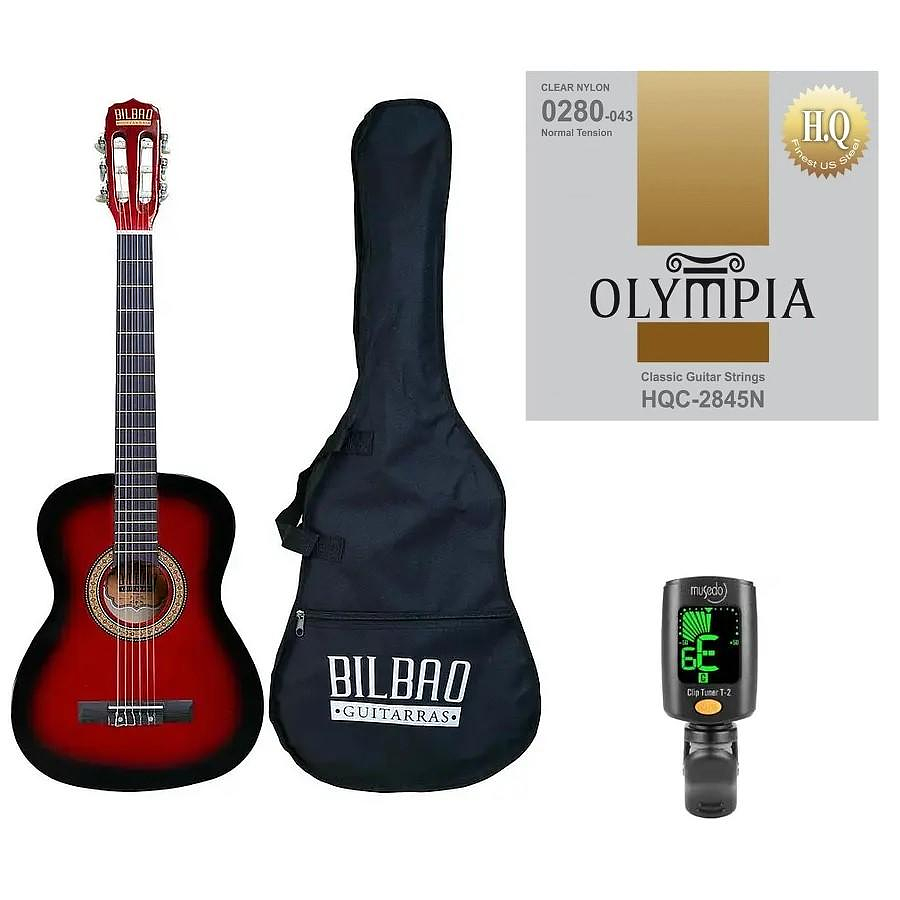 Full Pack Guitarra Acústica Bil-34-rb + Set de Cuerdas Olympia + Afinador Cromático Clip