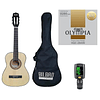 Full Pack Guitarra Acústica Bilbao para Niño Bil-12-nt + Set de Cuerdas Olympia + Afinador Cromático Clip