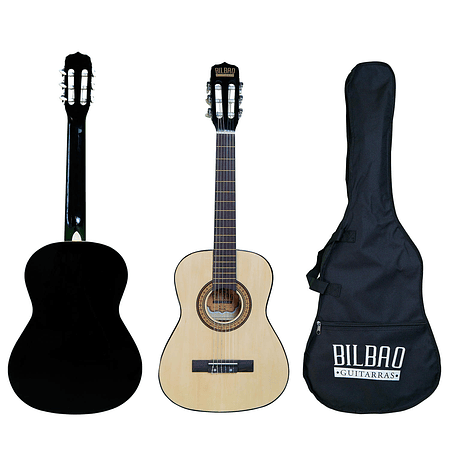 Full Pack Guitarra Acústica Bilbao para Niño Bil-12-nt + Set de Cuerdas Olympia + Afinador Cromático Clip