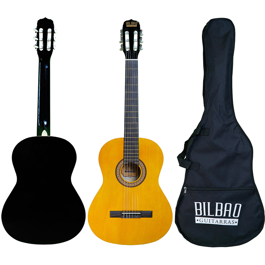 Full Pack Guitarra Acústica Bilbao Bil-44-nt + Set de Cuerdas Olympia + Afinador Cromático Clip