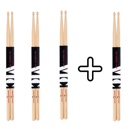 Pack 3 Baquetas Vic Firth + 1 de obsequio American Classic 5A Pure Grit