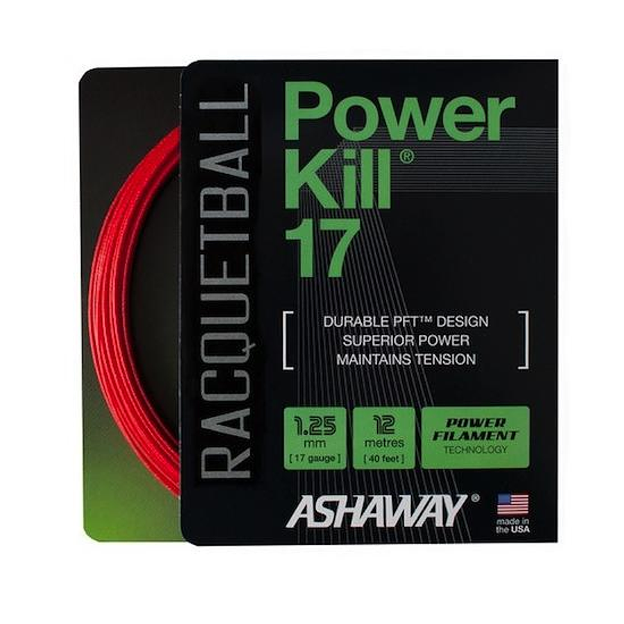 Set Cuerda Racquetball Powerkill 17 rojo 40''  Ashaway