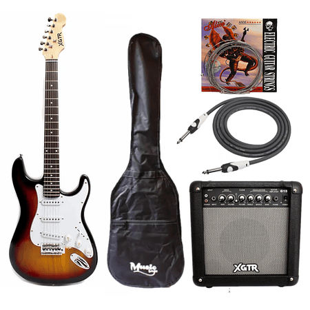 Full Pack Guitarra Eléctrica XGTR SunBurst + Afinador + Amp + set de cuerdas + Cable plug 3M + funda