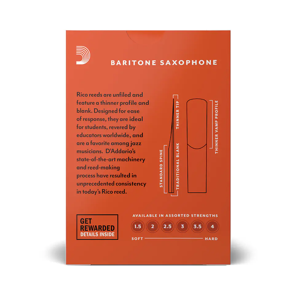 Caña Saxo Baritono 2.5 pack 10 Royal RLA1025 Daddario 3