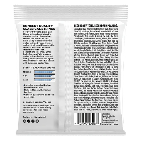 Cuerdas Guitarra Clásica Ernesto Palla Ernie Ball 2403