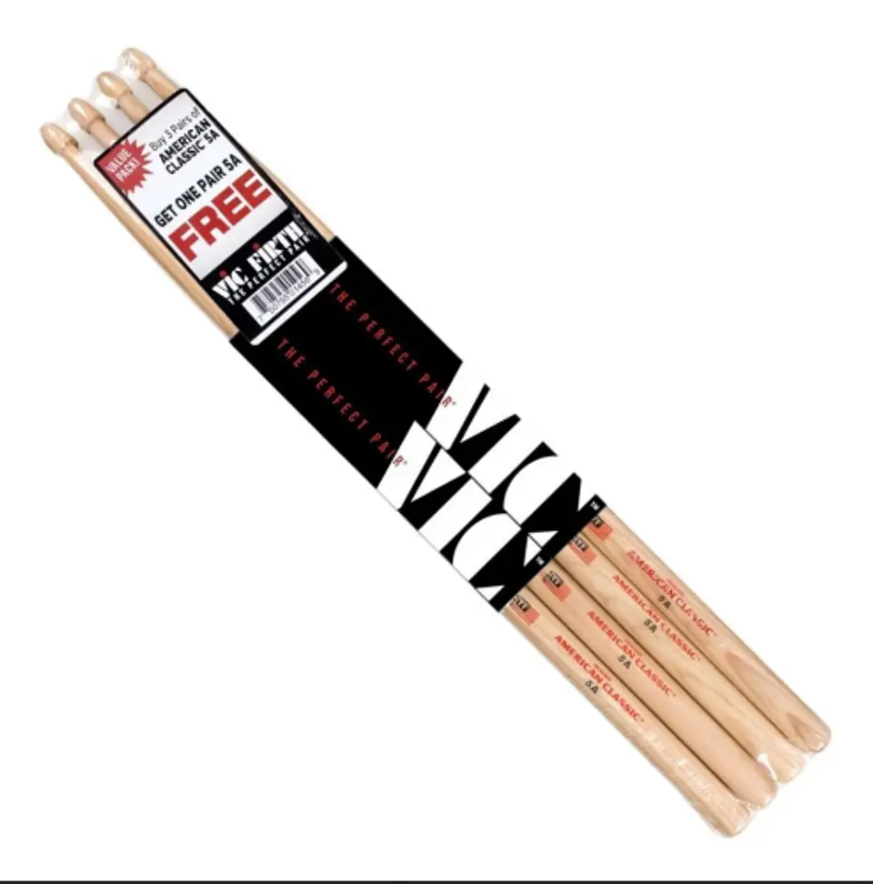 Pack 3 Baquetas Vic Firth + 1 de American Classic 5A 1