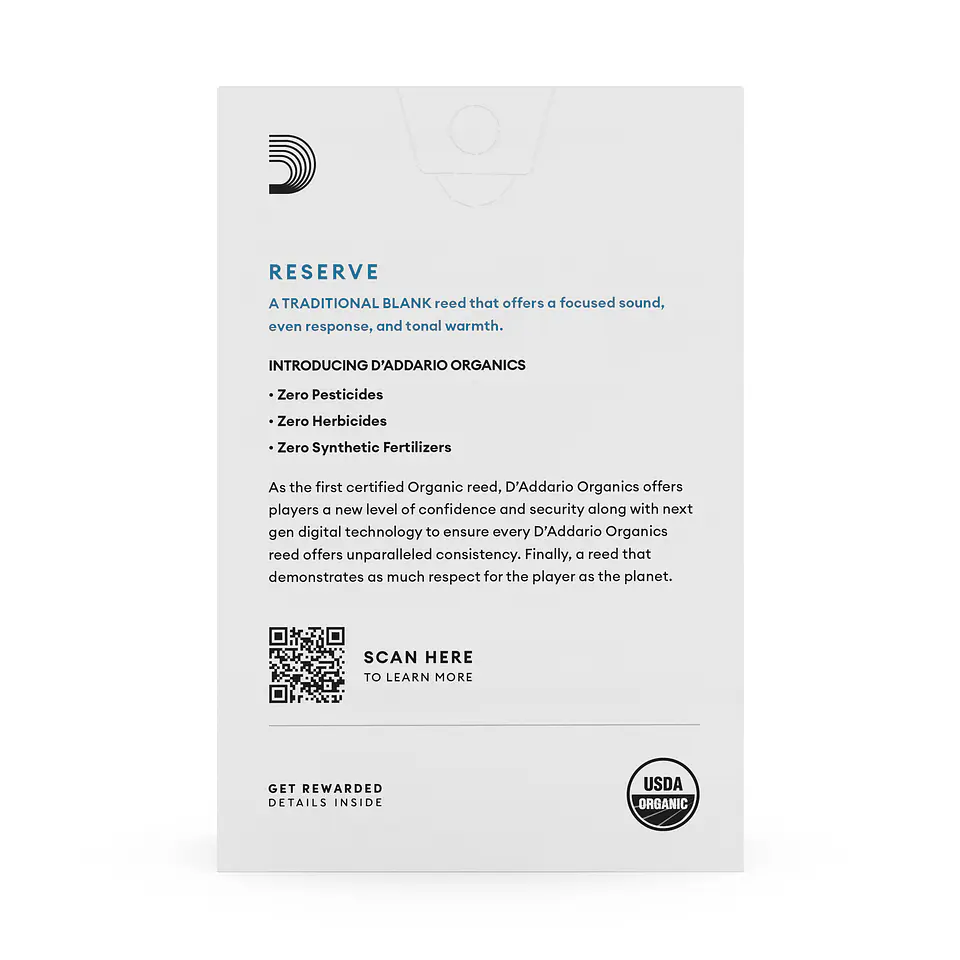 Cañas Clarinete Bb 2.5 Organic Reserve Pack 10 ODCR1025 Daddario 4