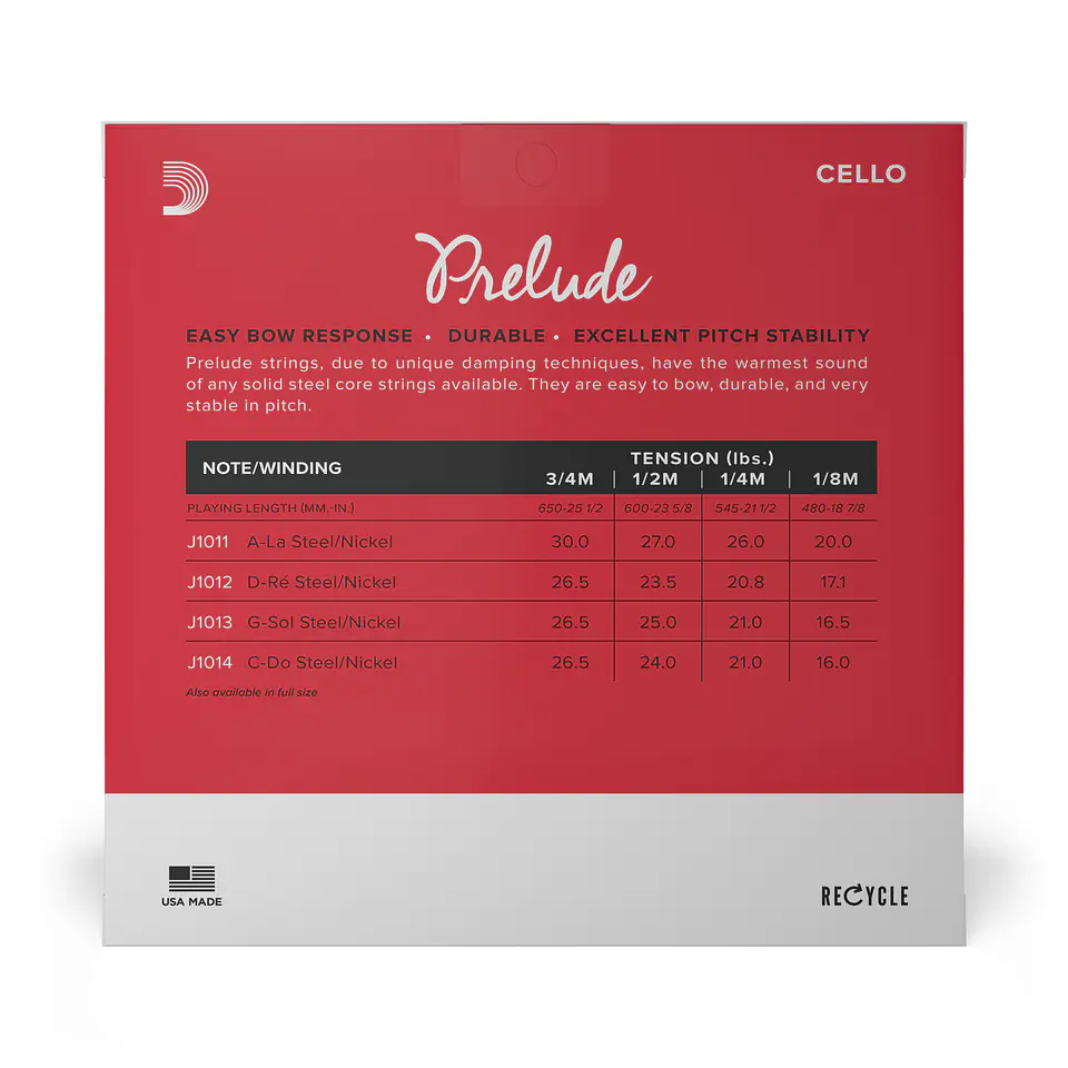 Set cuerdas Cello Prelude 1/4 Med J1010 1/4M Daddario 3