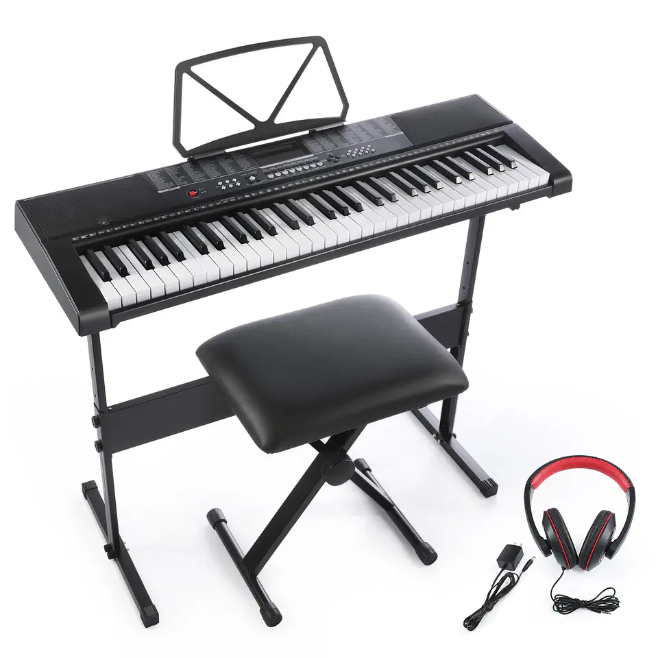 Teclado Musical Piano 61 Notas +Stand+Silla Ton-630 1