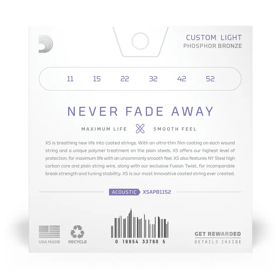 Set Cuerdas Guitarra Acústica 11-52 XSAPB1152 Daddario 3