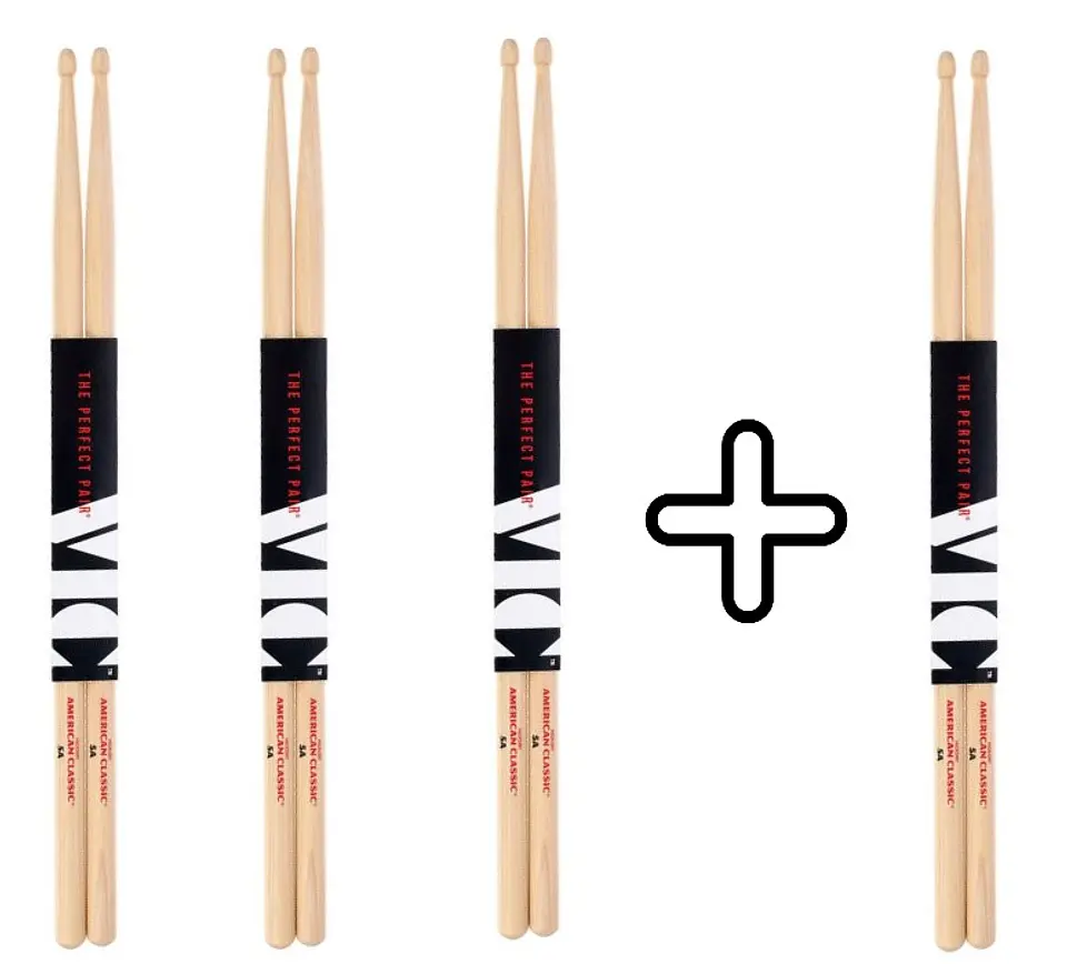 Pack 3 Baquetas Vic Firth+1 gratis American C 5A Pure Grit 1