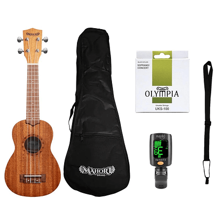 Pack Ukelele Soprano Mahori + Afinador + Set cuerdas+Starp