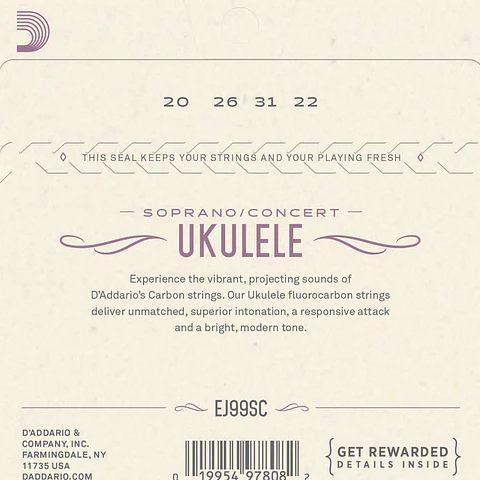 Set Cuerdas Ukelele Soprano-Concierto EJ99SC Daddario
