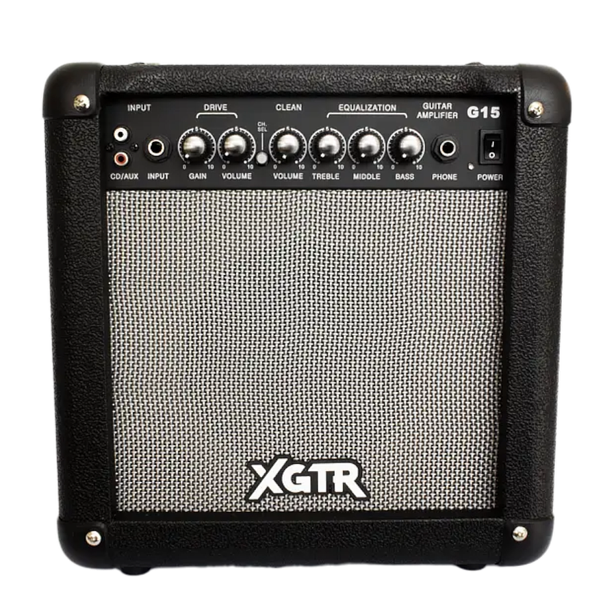 Full Pack Guitarra Eléctrica XGTR Blk para Zurdos + Afinador + Amp + cuerdas + Cable plug 3M + funda