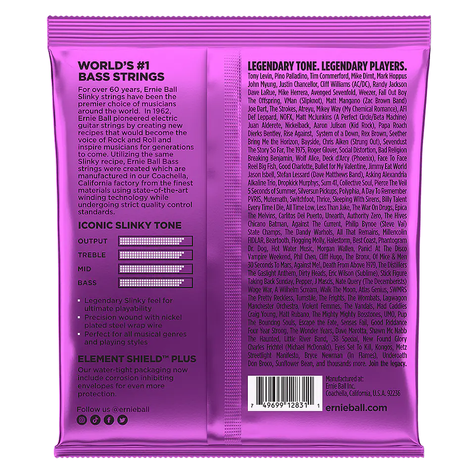 Cuerdas Bajo Eléctrico Power Slinky 55-110 Ernie Ball 2831 2