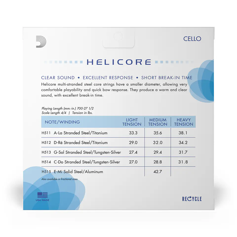 Set de cuerdas Cello 4/4 Helicore Med H510 4/4M Daddario 3