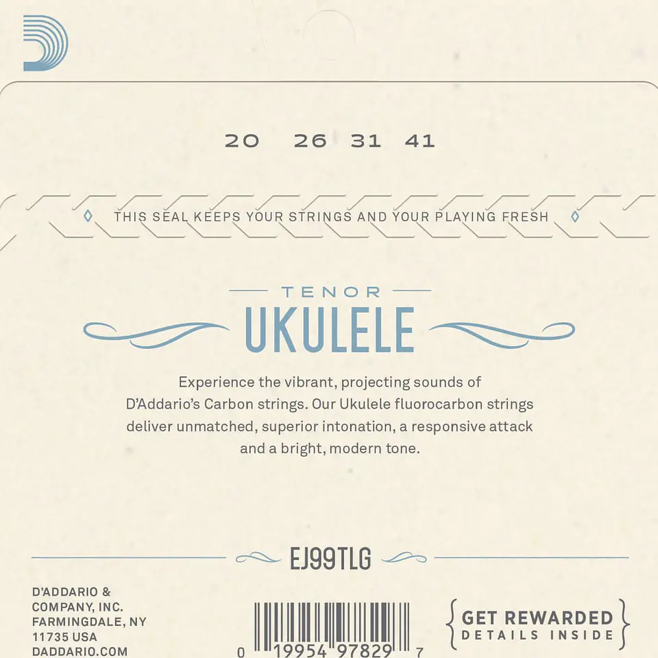 Set Cuerdas Ukelele Tenor Low G EJ99TLG Daddario 2