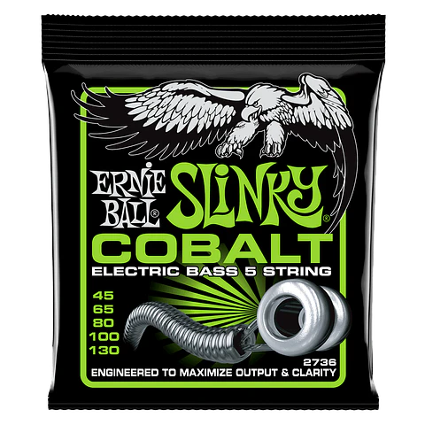 SET DE 5 CUERDAS PARA BAJO ERNIE  BALL SLINKY COBALT 45 - 130