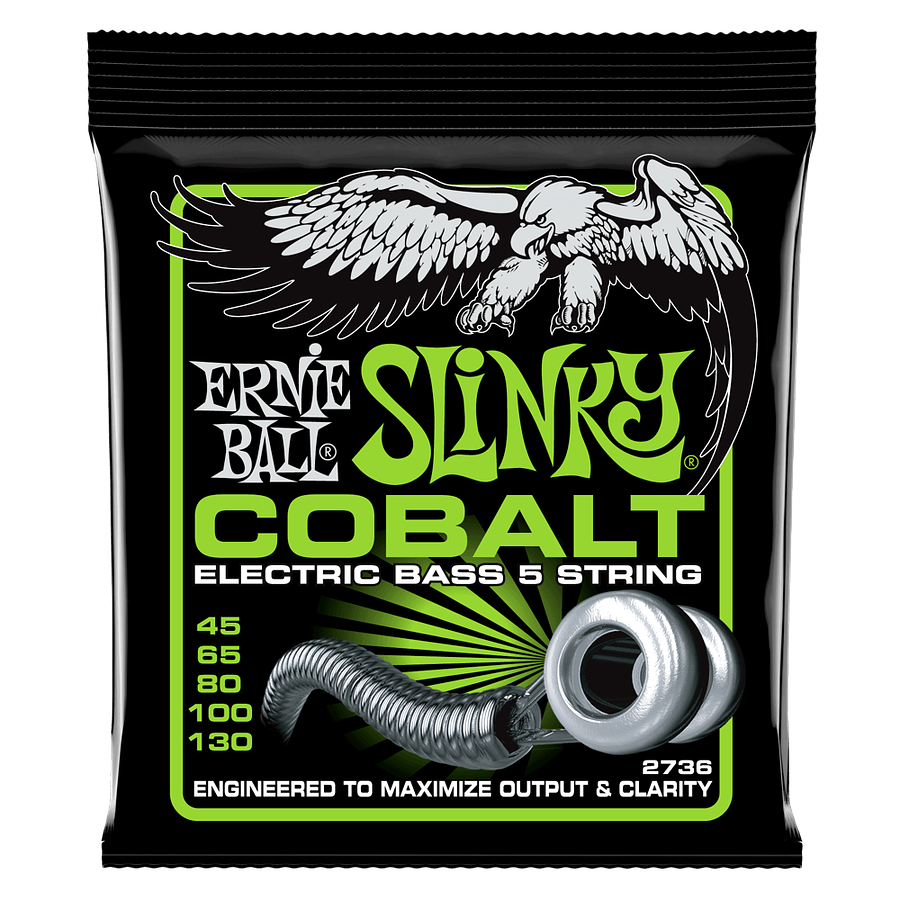 SET DE 5 CUERDAS PARA BAJO ERNIE  BALL SLINKY COBALT 45 - 130