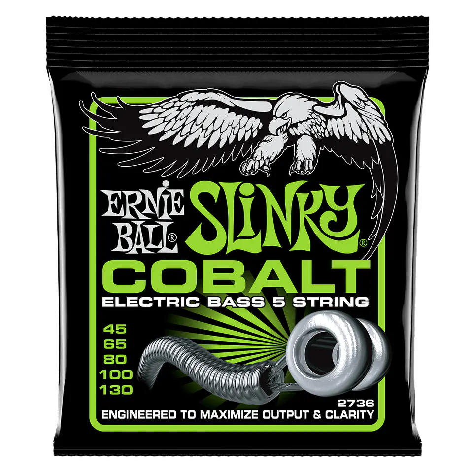 SET DE 5 CUERDAS PARA BAJO ERNIE  BALL SLINKY COBALT 45 - 130 1