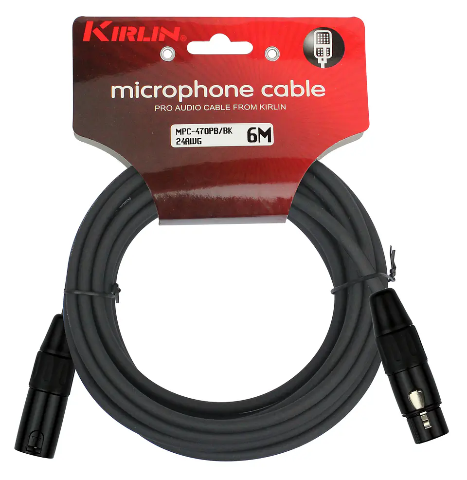 Cable Micrófono Negro Kirlin 6Mts Mpc-470Pb-6 1