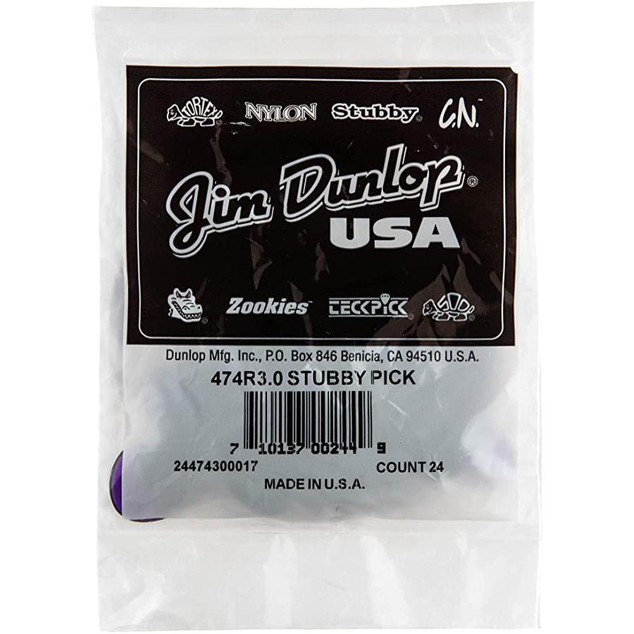 Uñetas Dunlop Stubby Jazz 474R 3.0 Bolsa 24u