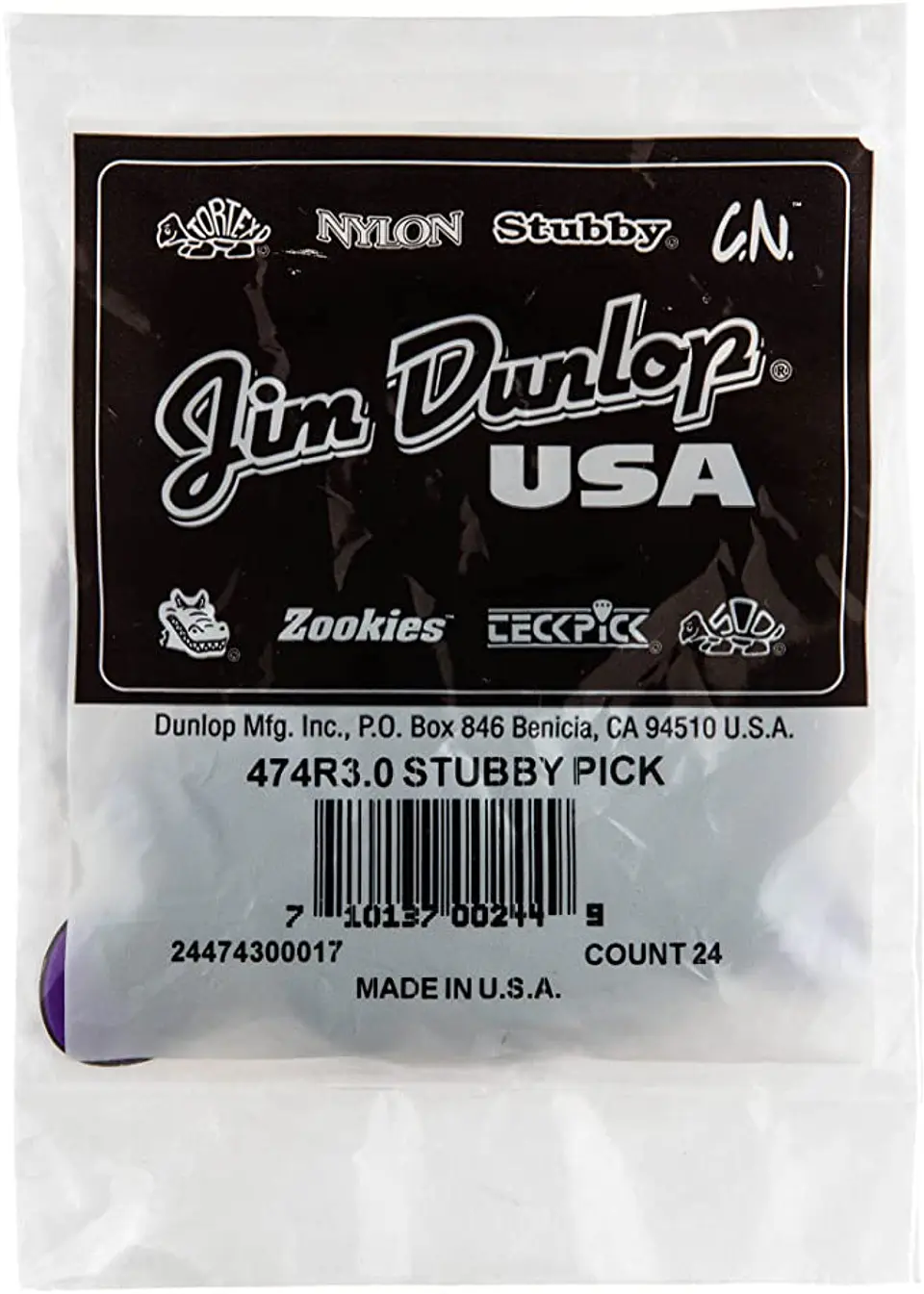 Uñetas Dunlop Stubby Jazz 474R 3.0 Bolsa 24u 3