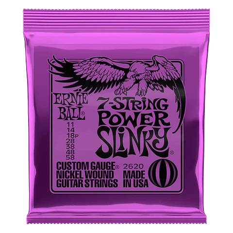 Cuerdas Guitarra Eléctrica de 7 Power Slinky Ernie Ball 11-58 2620