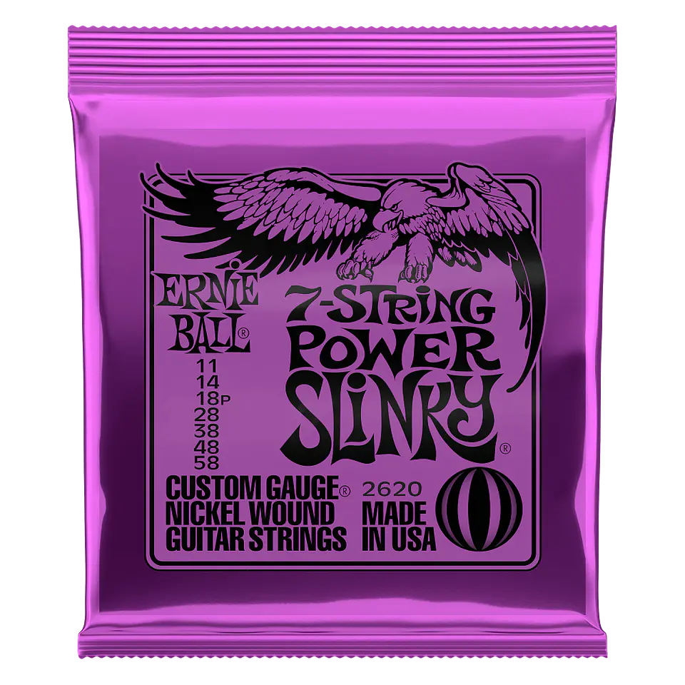 Cuerdas Guitarra Eléctrica de 7 Power Slinky Ernie Ball 11-58 2620 1