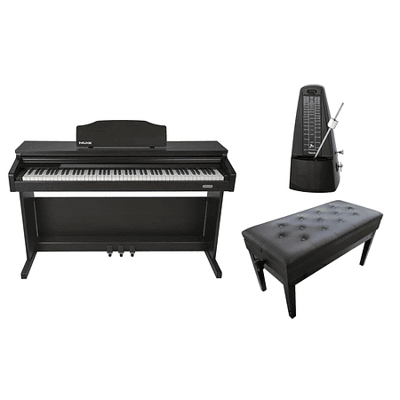 Full Pack Piano Digital Nux WK-520 + Silla Teclado Pro Negra AP-5104 + Metrónomo Cherub WSM-330