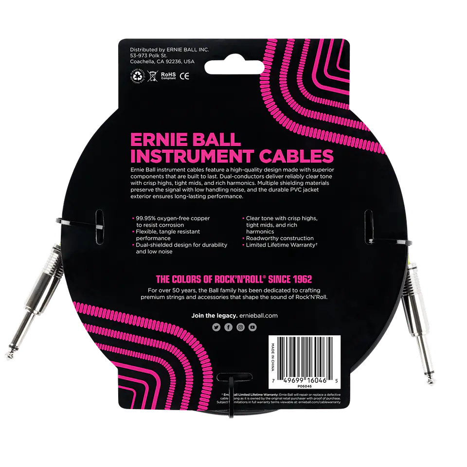 Cable de Instrumento Plug de 6 Metros Ernie Ball 6046 2