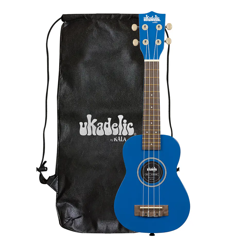 Full Pack Ukelele Kala Ukadelic Soprano Blueink + Afinador Cromático Clip + Correa Allegro 2