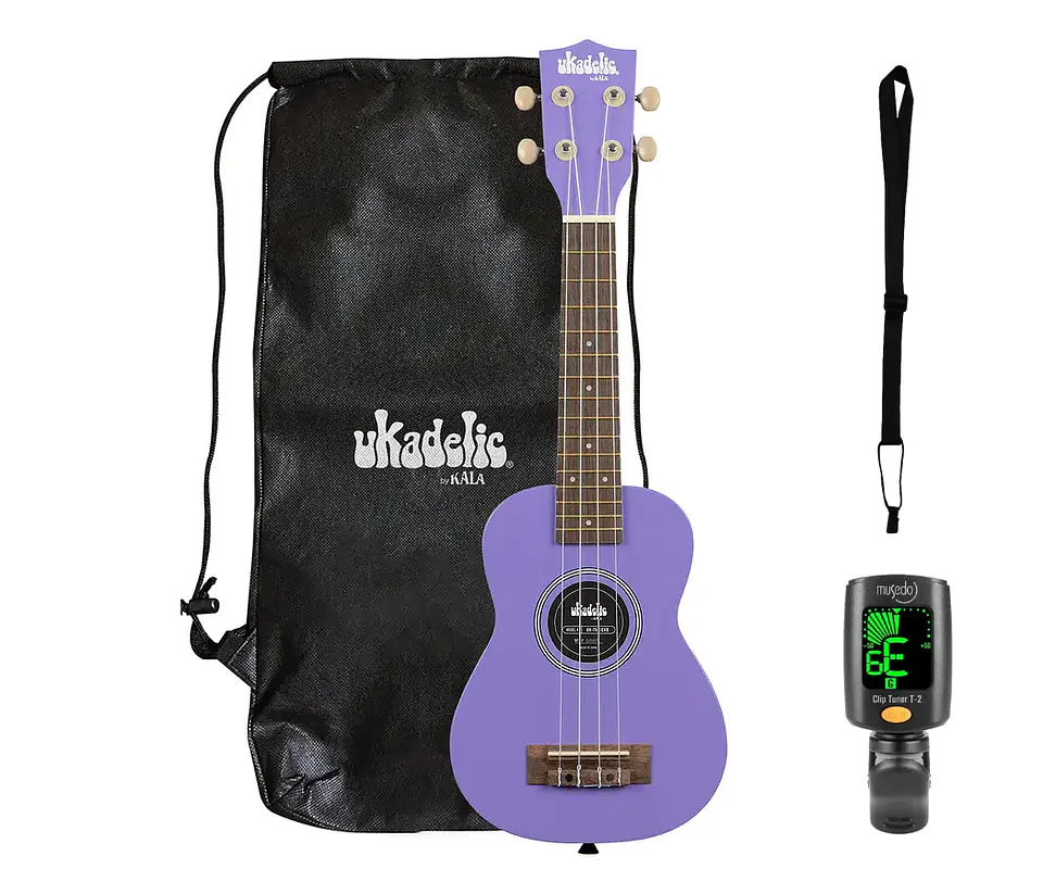 Full Pack Ukelele Soprano Kala Ultrav+Afinador Crom+Correa Allegro 1