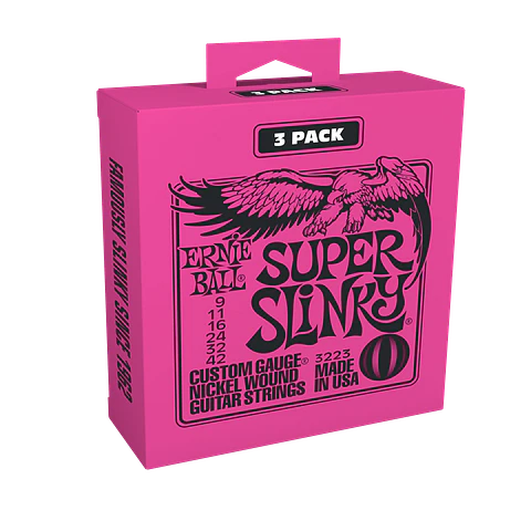 Pack de 3 set de cuerdas Ernie Ball Super Slinky Nickel 9-42