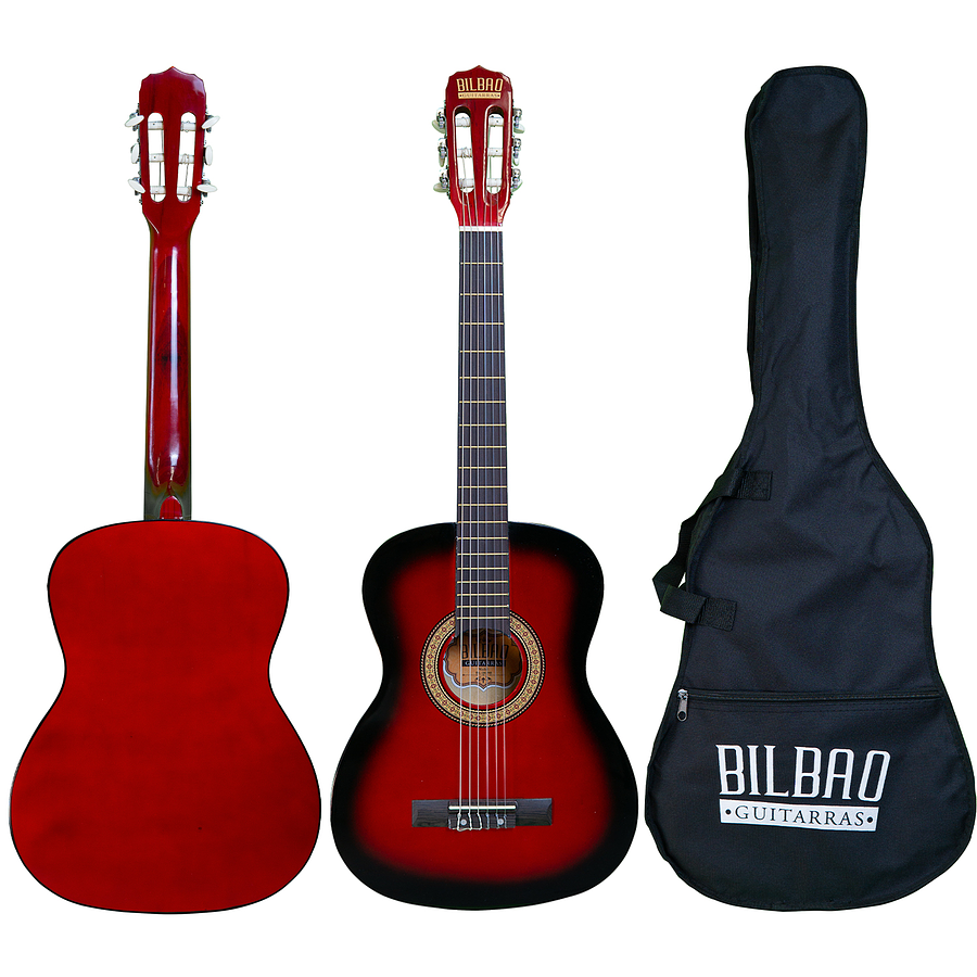 Full Pack Guitarra Acústica Bilbao para Niño BIL-12-RB + Cuerdas Olympia + Afinador Cromático Clip
