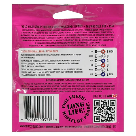 Pack Cuerda Guitarra Eléctrica Rotosound R9-2 (2 Set)