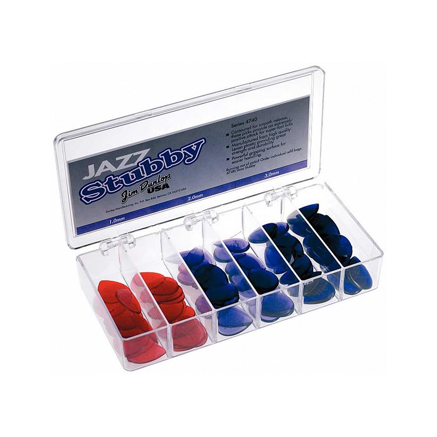 Dunlop Uñetas Stubby Jazz 4740 Caj144 UN Med: 1.0/2.0/3.0 Mm