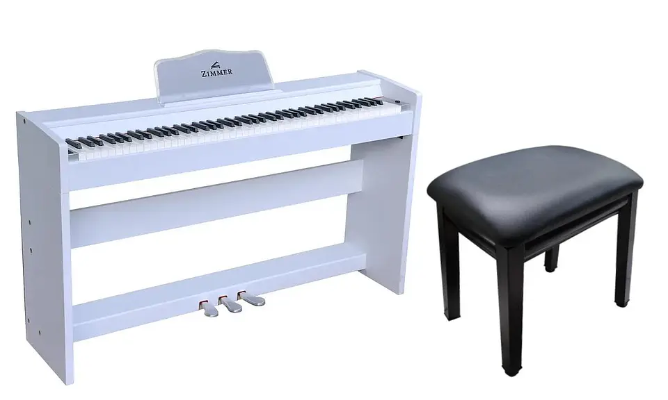 Pack Piano Digital Zimmer ZIM-2200-WHT + Silla de Piano Estándar AP-5126 2