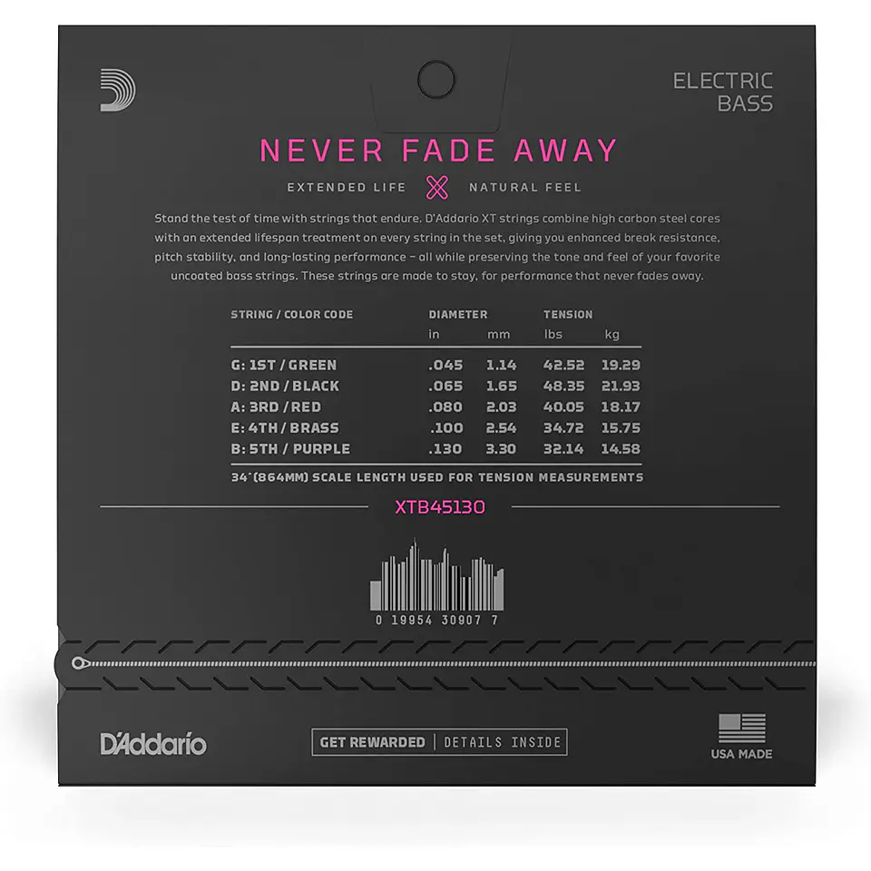 Set Cuerdas Bajo Eléctrico 45-130 XTB45130 Daddario 3