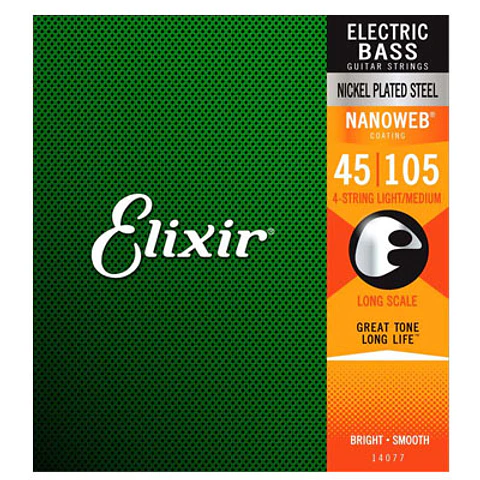 Set de Cuerdas Bajo Eléctrico Elixir Acero Niquelado 45-105