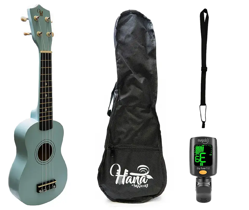 Full Pack Ukelele Sopr.Hana Azul+Afinador Clip+Strap Allegro 1