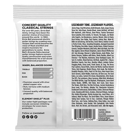 Set Black Nylon Guitarra Clásica Ernesto Palla Ernie Ball