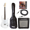 Full Pack Guitarra Eléctrica XGTR Blanca + Afinador + Amp. + set de cuerdas + Cable plug 3M + funda