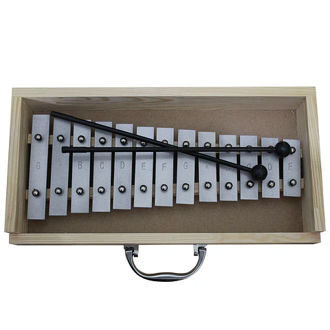 Metalófono Diatónico 13 Tonos Aluminio Caja Madera All13Ag