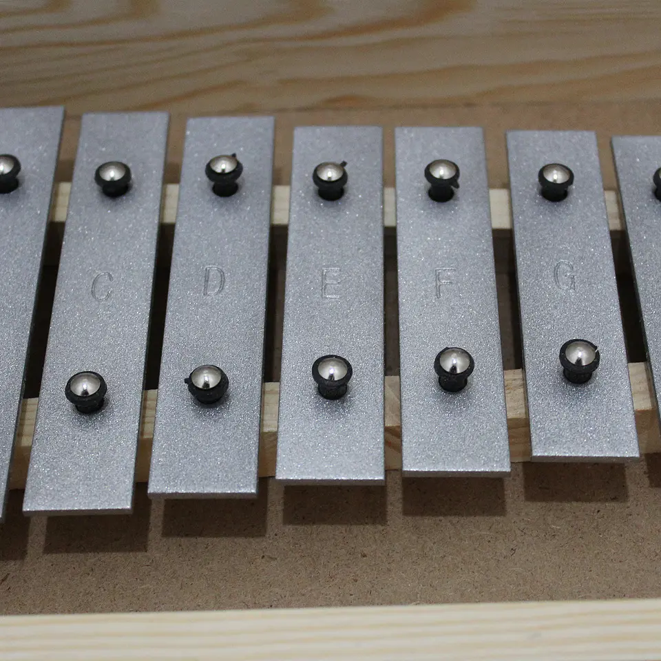 Metalófono Diatónico 13 Tonos Aluminio Caja Madera All13Ag 3