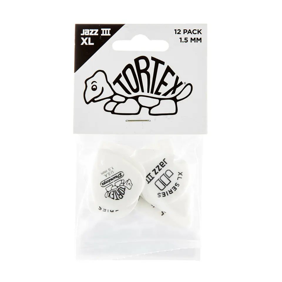 Uñetas Dunlop 498 Tortex Jazz III Pick 1.5 pack 12 3