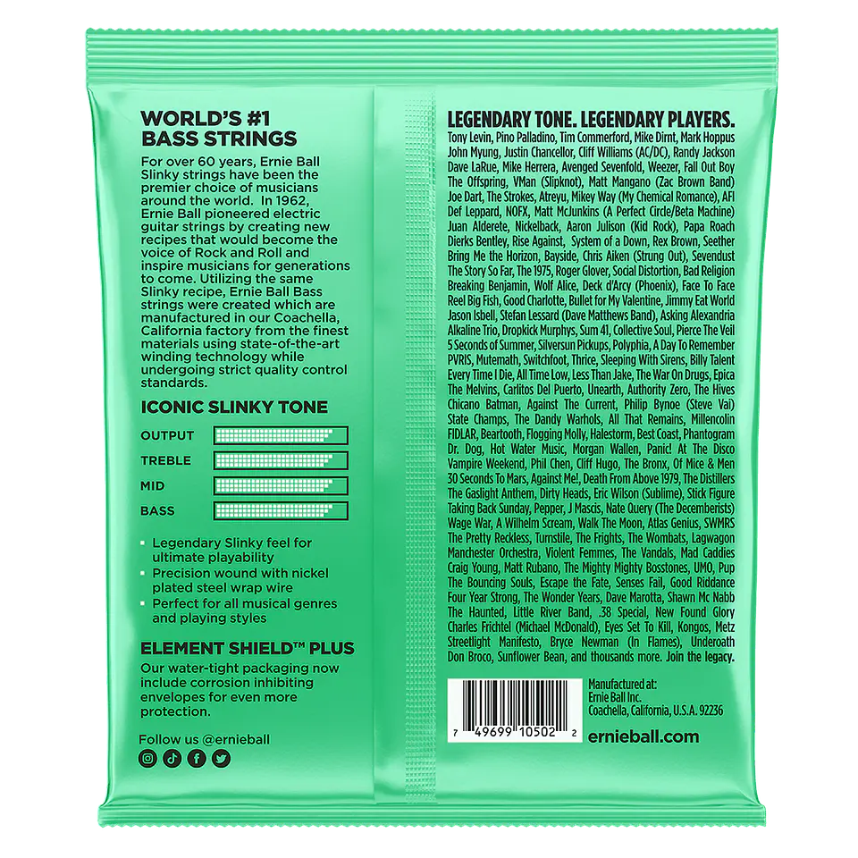 Cuerdas Bajo Eléctrico Hyper Slinky 40-100 Ernie Ball 2841 2