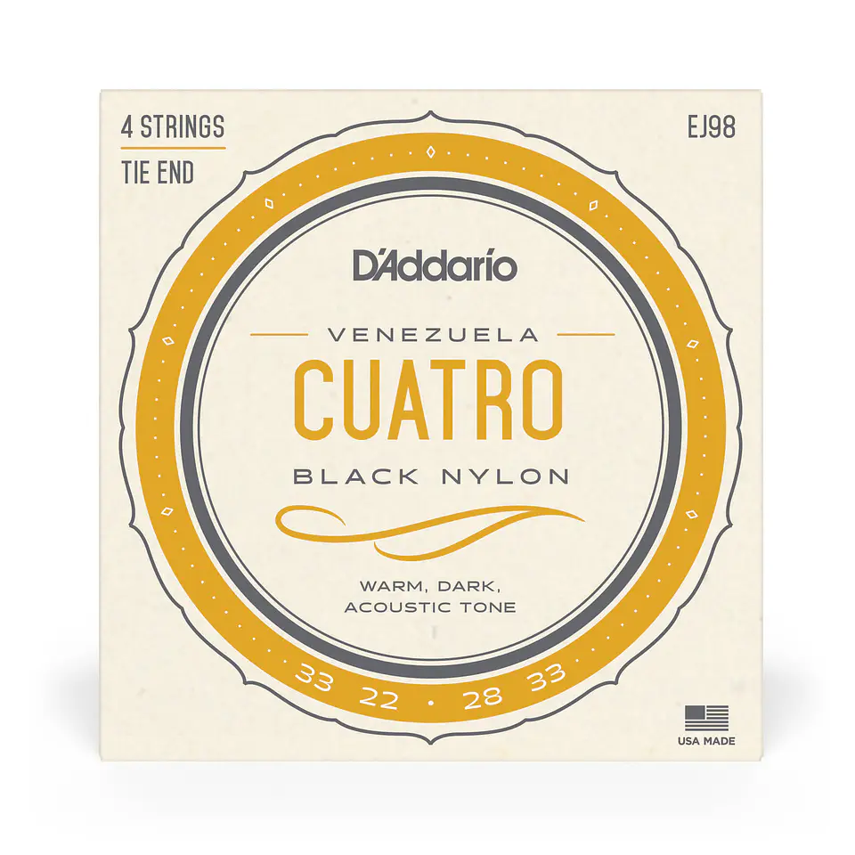 Set de Cuerdas Cuatro Venezolano EJ98 Daddario 2