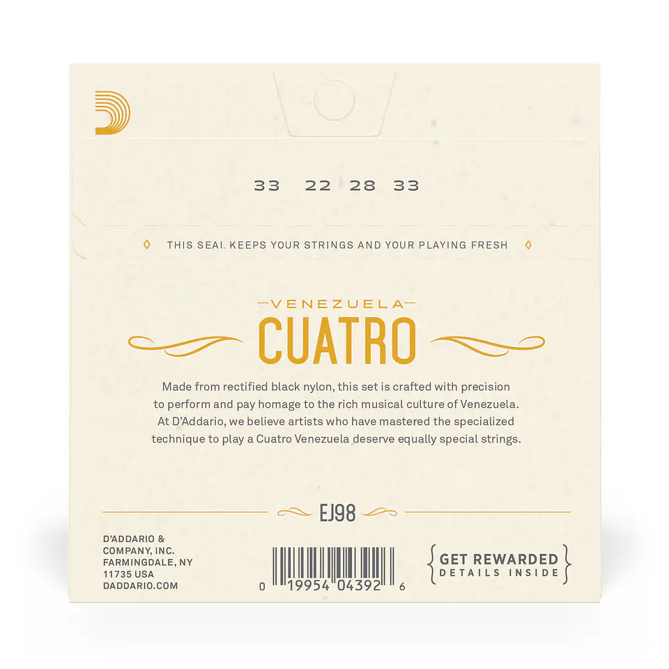 Set de Cuerdas Cuatro Venezolano EJ98 Daddario 3